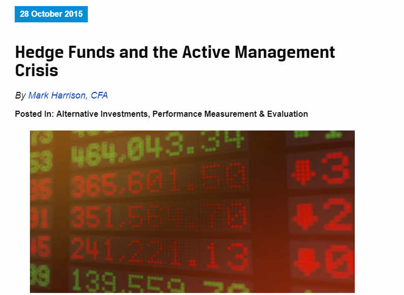 Hedge Funds and the Active Management Crisis